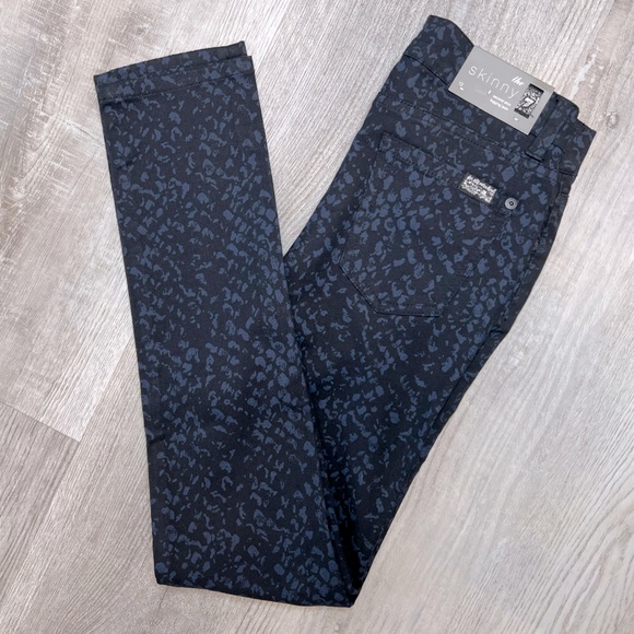 7 For All Mankind Jeans Girls The Skinny Second Skin Legging Size 12  black blue - Picture 1 of 10